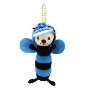 葉山祥鼎デザイン 布製 キーホルダー ブルービー 葉祥明阿蘇美術館